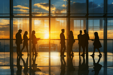 A group of people standing in front of a window
