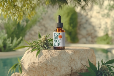 Minimalist Amber Glass Dropper Mockup for CBD Oil