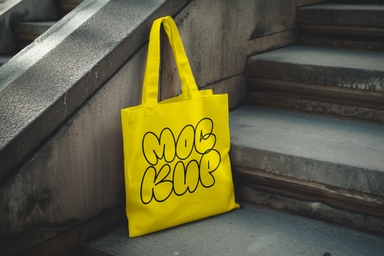 Tote Bag Mockup on Cemented Surface