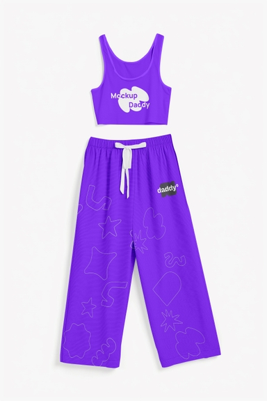 Sleeveless Crop Top and Wide-leg Pants Mockup