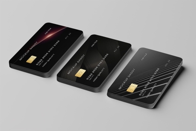 Stack of Three Credit Cards Mockup