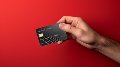 Credit Card Mockup Holding Horizontally in Hand