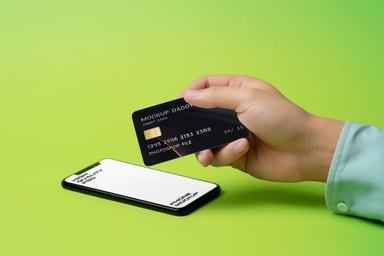 Credit Card Mockup over Smartphone in Hand