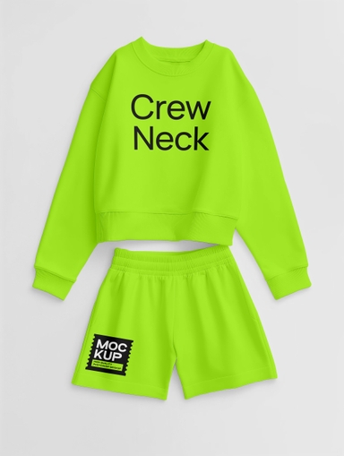 Cropped Top Sweatshirt and Shorts Mockup