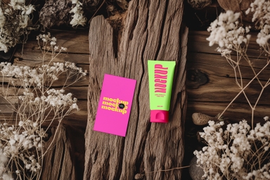Aesthetic Cosmetic Tube Mockup and Card Mockup