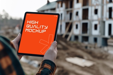 Construction Professional using Tablet Mockup