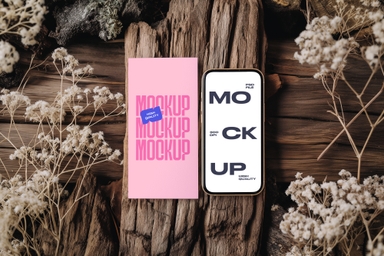 Wedding Invitation Card Mockup and iPhone Mockup