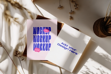 Front and Back A4 Wedding Invitation Card Mockup