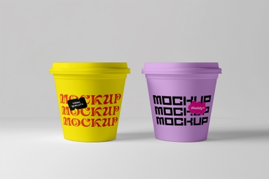 Front and Back Ice Cream Tub Packaging Mockup
