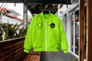 Hanging Unisex Bomber Jacket Mockup