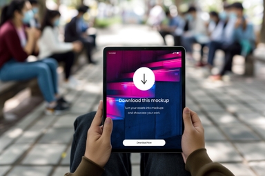 High School Student using iPad Mockup