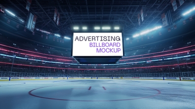 Ice Skating Stadium Jumbotron Screen Mock-up