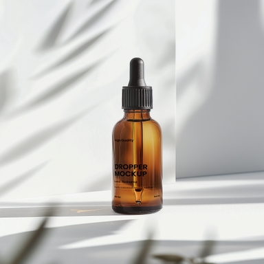 Premium Amber Glass Dropper Bottle Mockup