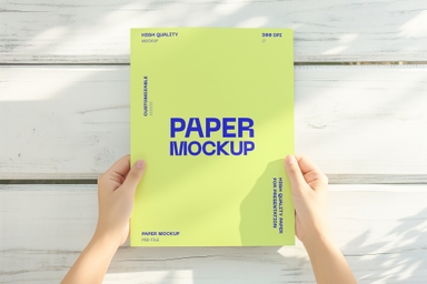 Women Presenting A4 Paper PSD Mockup