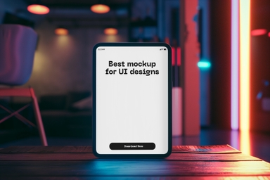 iPad Mockup Standing in Gaming Room