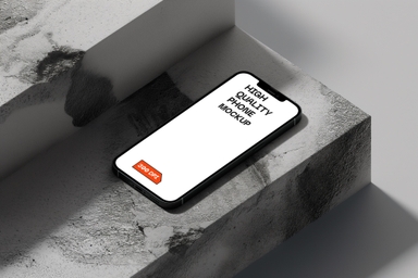 Smartphone Mockup on Concrete Staircase