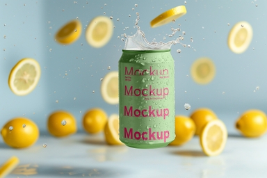 Stubby Lemon Juice Can Mockup