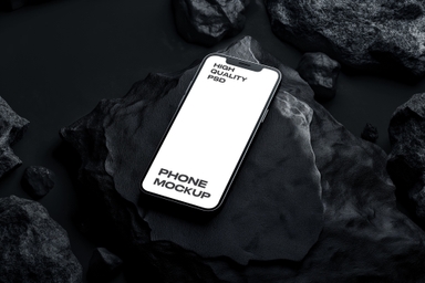 Smartphone Mockup Resting on Coal Bed