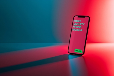 Smartphone PSD Mockup in Neon Ambience
