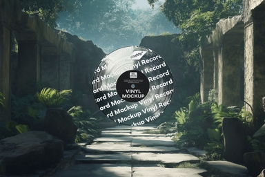 Vinyl Record Mockup in Ancient Ruins
