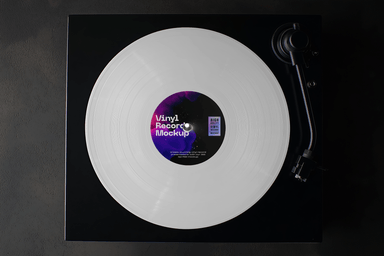 Vinyl Record Mockup on Minimalistic Turntable