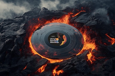 Vinyl Record Mockup Surrounded by Lava