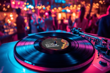 Vinyl Record Mockup in Club Party