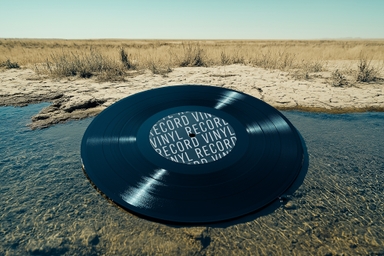 Vinyl Record Mockup in Desert Stream