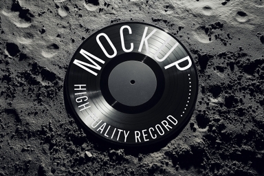 Vinyl Record Mockup on Moon Surface