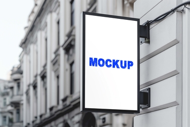 Vertical Brand Logo Wall Signage Mockup