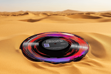 Vinyl Record Mockup Lying on Vast Sand