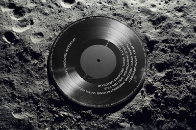 Vinyl Record PSD Mock-up on Moon Surface