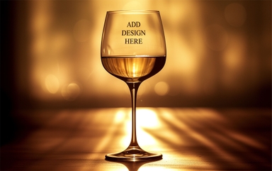 Wine Glass Mockup in Warmly Lit Background