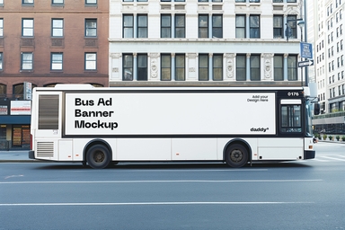 Bus Wrap Advertisement Mockup Side View
