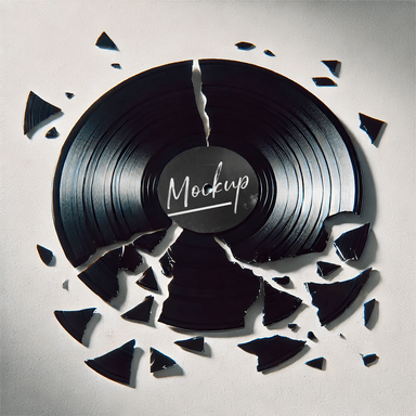 Download Broken Vinyl Record PSD Mockup