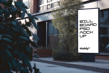 Skyscraper Digital Standee Mockup in Urban Setting