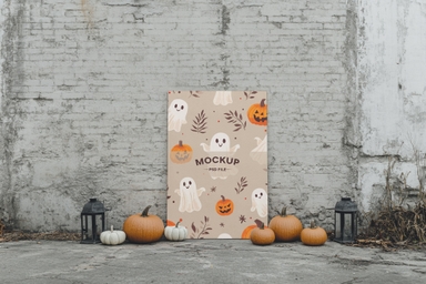 Halloween Vertical Poster Mockup Download