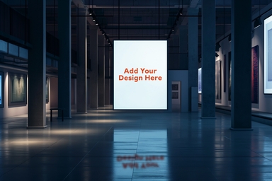 Hanged Poster Mockup in Large Empty Area