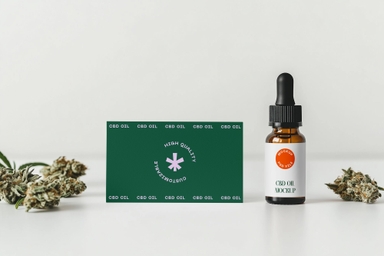 CBD Business Card and Dropper Bottle Mockup