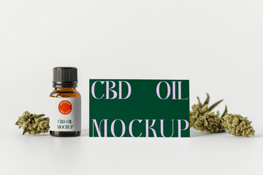 CBD Tincture Bottle and Business Card Mockup