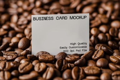 Business Card Mockup on Roasted Coffee beans