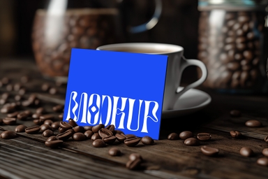 Calling Card Mockup Leaning Beside Coffee Cup