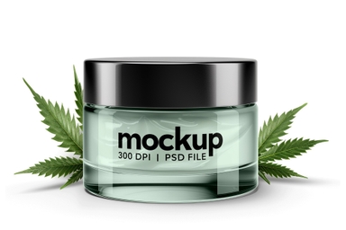 Hemp-Infused Transparent Cosmetic Jar Mockup