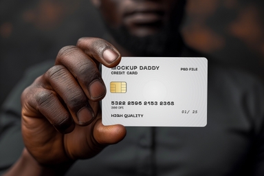 African Man Presenting Credit Card Mock up