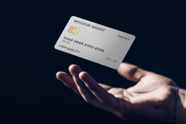 Credit Card Mockup Hovering Above Person Hand