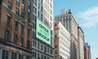 Iconic Building Signage PSD Mockup