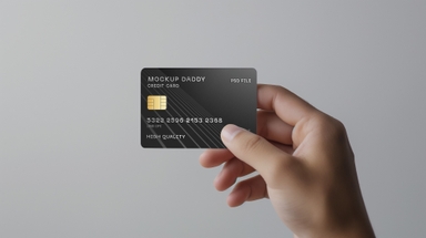 Man Hand Displaying Credit Card Mock-up