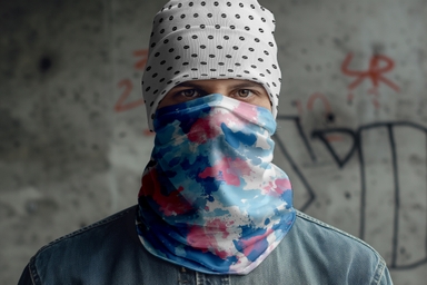 Adult Man Wearing Bandana and Beanie Mockup