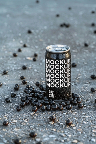 Boba Tea Aluminum Can Mockup PSD