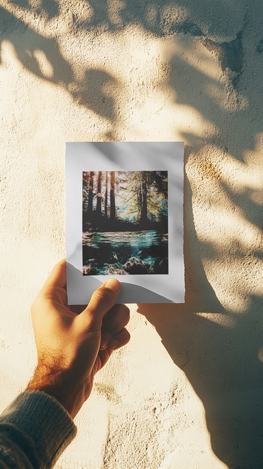 Nostalgic Polaroid Mockup Against a Textured Wall